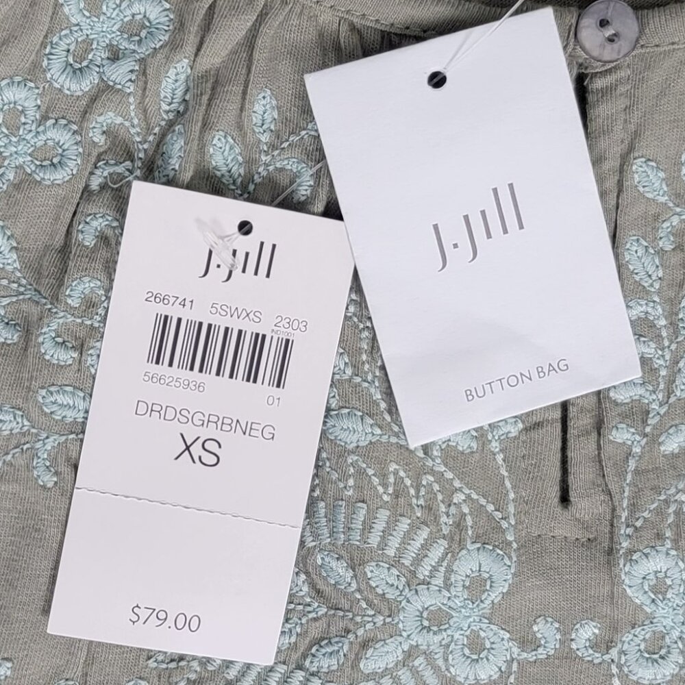 NWT J. Jill Green Peasant Top With Embroidery - XS - Picture 12 of 12